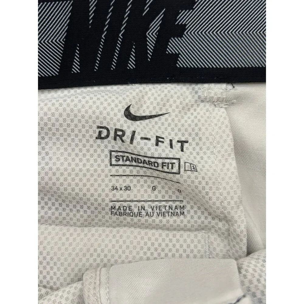 Nike Dri Fit Golf Pants Mens 34x30 Light Grey Standard Fit Flat Front Stretch